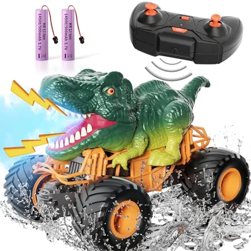 Bennol Best Indoor RC Truck Remote Control Dinosaur Car Toys for Kids Boys with Light Sound and Spray 2.4GHz All Terrain Electric RC Truck Gifts