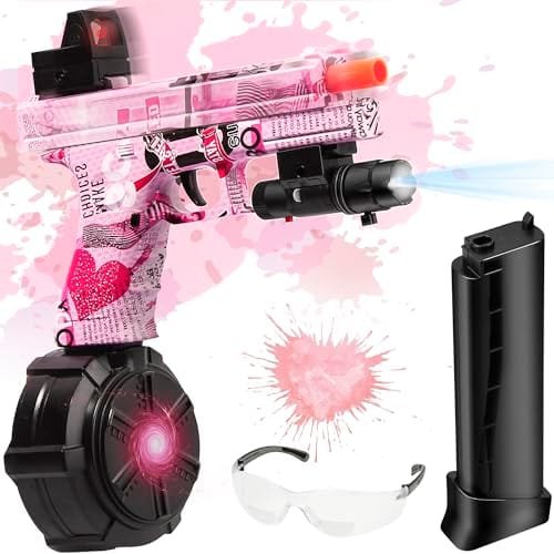 AsmrCap JM X2 Gel Ball Blaster Pistol for RC Team Play Manual Automatic Dual Mode 40000 Gel Balls Drum Pink Valentine Gift