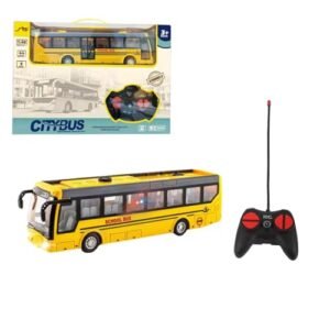 FunTech RC Control Truck High Simulation Rechargeable Remote Control School Bus Toy for Kids Yellow