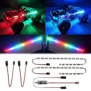 RC Airplane Light Kit Color Changeable LED Strips with Remote Control for Traxxas Axial SCX10 6V 15V