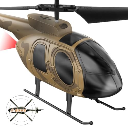 VATOS Camouflage Radio Control RC Helicopter with Gyro 3 Channel One Key Take Off for Kids and Adults