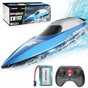 BEZGAR RC Boat 2.4GHz Remote Control Speed Boat with Rechargeable Battery Fast Speed 20 MPH Double Hatch Design for Lakes and Pools Summer Toys for Adults and Kids 8 12 TX122