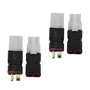 Ruiwaer 4pcs RC Big Tamiya Style to Deans T Plug Adapter Connector Set for RC Lowboy Truck FPV Drone Car Lipo NiMH Battery Charger ESC