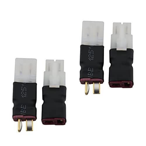 Ruiwaer 4pcs RC Big Tamiya Style to Deans T Plug Adapter Connector Set for RC Lowboy Truck FPV Drone Car Lipo NiMH Battery Charger ESC