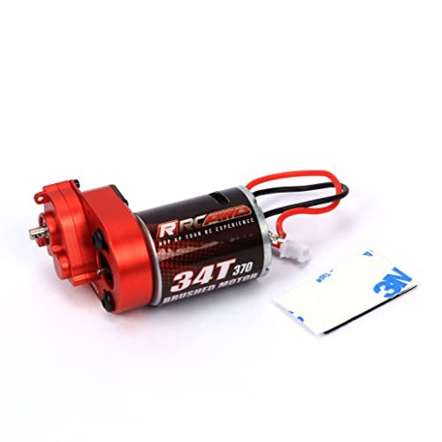 RCAWD Upgraded Carbon Brush 34T 370size Brushed Motor Alloy Center Gear Housing Transmission Assembled with Steel Gears for Axial 1/24 Scx24 Crawlers Best Cheap RC Crawlers