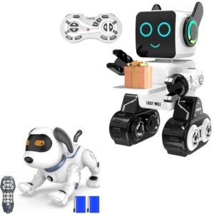 HBUDS Remote Control Robot Toy for Kids Interactive LED Light Dancing Programmable Robot Dog with Built in Coin Bank