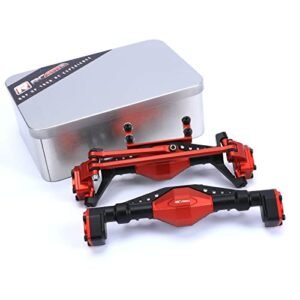 RCAWD Aluminum Front Rear Axle Housing Assembled Steering Axle Upgrades for 1/18 Axial UTB18 Capra Trail Buggy Crawlers Nitro RC Buggy Parts AXI218001 Red