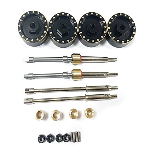 RCAWD 12mm Hex 2.2 RC Wheels Extended CVD Driveshafts with 9g Brass Hex Weights for Axial 1/24 Crawlers