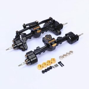 RCAWD SCX24 Brass Portal Housing Set with 17mm Hex RC Wheels Upgrade for Axial 1/24 Models