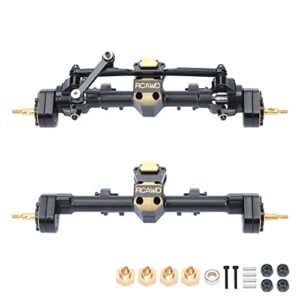 RCAWD SCX24 Upgrades Front Portal Rear Axle Housing Brass Third Member Housing Brass Steer Hub Carrier Portal Gear Housing Worm Gears Brass Gears Brass Hex Parts for Axial 1/24 Including 24mm Hex RC Wheels