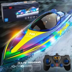 SpeedX RC Boat Body with LED Lights 2.4GHz Remote Control for Kids and Adults Waterproof Design for Pool and Lake Play