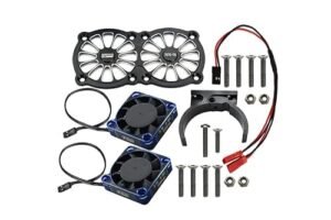 GPM Upgrades Aluminum 7075 T6 Motor Heatsink with Dual Metal Frame Waterproof Cooling Fan for Carson RC Cars 1 5 Kraton Outcast 8S BLX 1 5 X Maxx 6S 8S Monster Truck XO 01 RC Cars Black