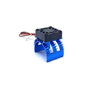 KingVal Replacement Aluminum Heatsink with Cooling Fan for Rapid Cooling Ensures Smooth RC Car Motor Turns Compatible with 1/10 RC Car 540 3650 3660 3670 3674 Size Motor Blue