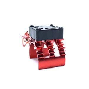 KingVal Replacement Aluminum Heatsink with Cooling Fan Prevents RC Car Motor Overheating for 1/10 Scale 540 3650 3660 3670 3674 Size Motors Red