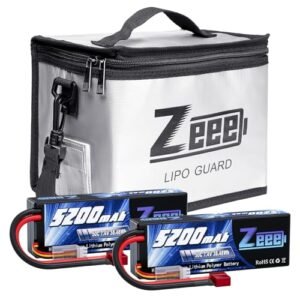 Zeee 2S Lipo Battery 5200mAh 7.4V 50C Hard Case with T Connector and Fireproof Safe Bag 2 Pack