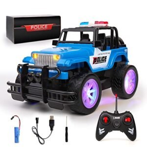 KULARIWORLD Horizon Ruckus RC Truck Rechargeable Remote Control Police Car Toy for Kids Boys Girls 1 18 Scale SUV Vehicle with Headlight Auto Mode