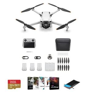 DJI Mini 3 Drone Fly More Combo with RC Remote Controller Featuring RC Engine Analysis Software 64GB microSD Card Corel PC Software Kit