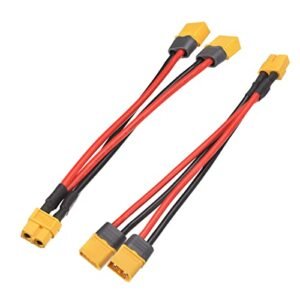 ELFCULB 2pcs XT60 Y Splitter 12AWG Parallel Battery Connector Cable for Bruce RC Engines Quadcopter RC Car 150mm