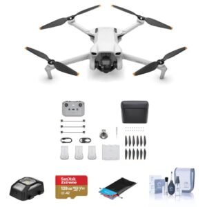 DJI Mini 3 Drone Fly More Combo with RC-N1 Controller Bundle with 128GB microSDXC Memory Card, Strobe Anti-Collision Light, Foldable Landing Pad Pro, Cleaning Kit