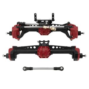 MEUS RACING SCX10 Front Rear Portal Axles for Axial SCX10 SCX10 II 1/10 RC Crawler Upgrade Parts with Steel Gears Metal Bearings Red