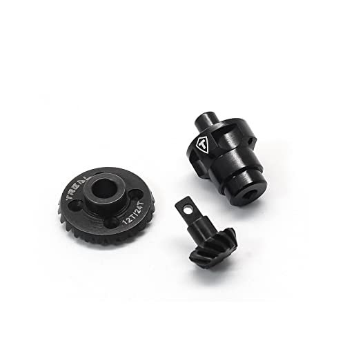 TREAL Harden Steel Axle Ring Pinion Gears Set 12T 24T for FCX24 Max Smasher RC Truck with Spool Locker