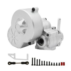 Metal Complete Transmission Cutoff Gearbox with Dig Gear for 1:10 Axial SCX10 AX10 Wraith RC Crawler Car (Silver)