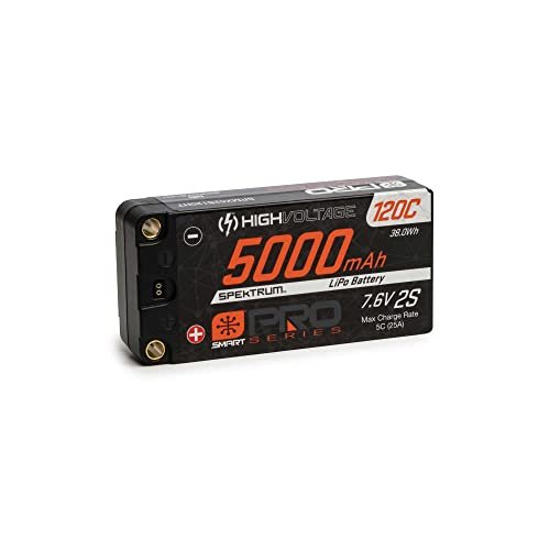 Spektrum 7.6V 5000mAh 2S 120C Smart Pro Race Shorty Hardcase LiHV Battery Perfect for RC Race Tracks in Colorado