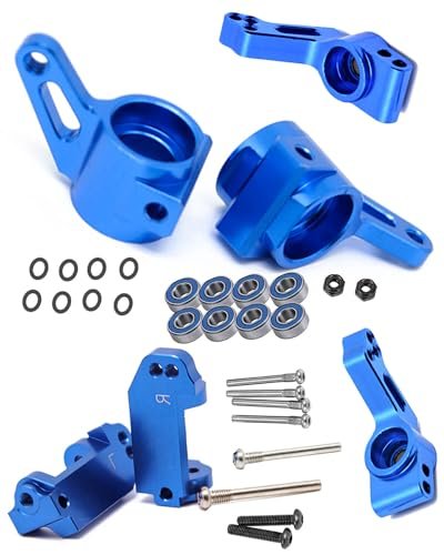 hopsupRC Ken Block RC Drift Truck Alloy Caster Block Steering Blocks Rear Stub Axle Carriers Upgrade Parts for 1/10 Slash VXL 2WD Rustler VXL 2WD Stampede VXL 2WD Nitro Slash Navy Blue