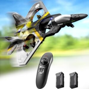 AKARGOL 4CH RC Fighter Jet The Easiest RC Jet to Fly with 2 Rechargeable Batteries and LED Lights for Kids and Adults