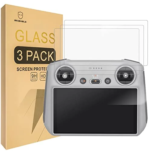 Mr Shield Screen Protector for DJI Mini 3 Mini 3 Pro Mini 4 Pro RC DJI RC 2 Tempered Glass 3 Pack Japan Glass with 9H Hardness Perfect for Mini RC Battleship Enthusiasts