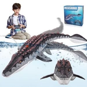WakeInsa Remote Control Mosasaur 2023 RC Water Tires Dinosaur Toy for Kids Pool and Bath Play
