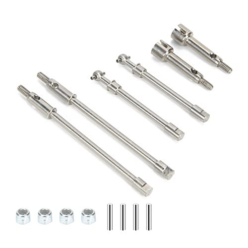 RCWAD Hardened Stainless Steel Front Stub Axle Rear Center Drive Shaft Front Axle Shaft Full Set for Oregon RC Crawlers Axial Scx24