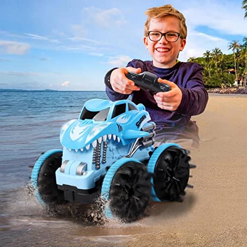 SENBYOWEI RC Monster Trucks in Water Amphibious Remote Control Shark Car Toy for Kids Ages 6 12