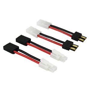 rflaueo 4pcs TRX to Tamiya Male Female RC Connector Adapter with 14awg 2in Wire for Nitro RC Spark Plug E46 4