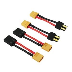 rflaueo 4pcs TRX to XT60 Male Female RC Connector Adapter with 14awg 2in Wire Perfect for RC Planes to Build