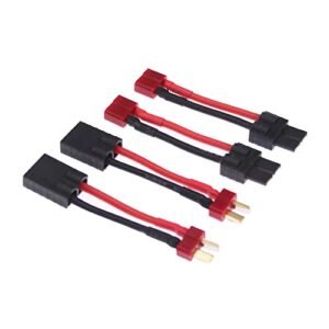 Rflaueo 4pcs HB to RC TRX T Plug Style Male Female Connector Adapter with 14awg 2in Wire E06 4
