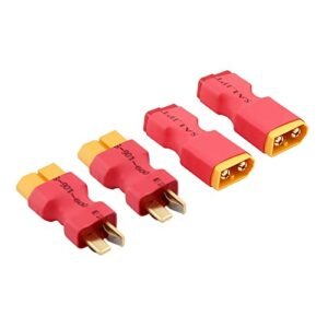 rflaueo 4pcs T Plug Style to XT60 Male Female RC Connector Adapter for RC Plane vs Bird Enthusiasts E01 4