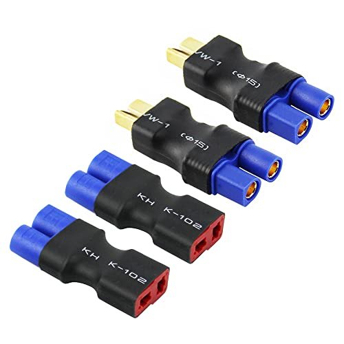 Rflaueo 4pcs T Plug Style to EC3 Male Female RC Connector Adapter for Jabber RC Motorcycle E07 4