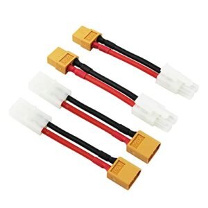 Rflaueo 4pcs XT60 to Ta Miya Connector Adapter with 14awg 2inch Wire for Big RC Trucks with Trailers E28 4