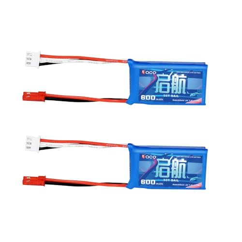 Gensace 7.4V 2S LiPo Battery 15C 600mAH JST 2Pin Connector for Radio Shack RC Porsche and More