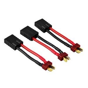 OliYin 3pcs T Plug Male Connector Adapter Charger Cable 14awg 1.96in for E Savage RC Truck Pack of 3