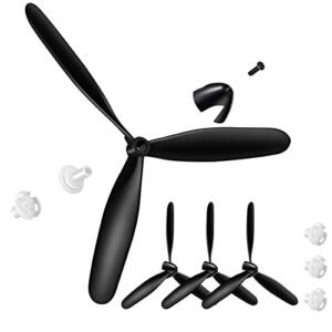 Outus 3 Sets Spare RC Plane Propellers 3 Blade Propeller for Radio Shack RC Plane BF109 Carbon Fiber Nose Cone with Savers and Adapters