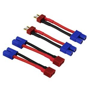Rflaueo 4pcs T Plug to EC3 Male Female RC Connector Adapter with 14awg 2inch Wire for Minky Couch RC Willey E08 4