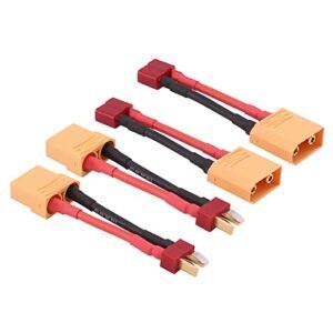 rflaueo 4pcs T-Plug Style to XT90 Male Female RC Connector Adapter with 14awg 2inch Wire(E12-4)