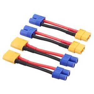 rflaueo 4pcs XT60 to EC3 Male Female RC Connector Adapter with 14awg 2inch Wire Perfect for RC Willey Dallas Texas Enthusiasts