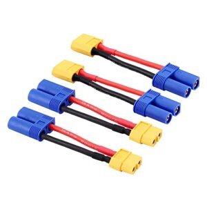 Rflaueo 4pcs XT60 to EC5 Male Female RC Connector Adapter with 14awg 2inch Wire Perfect for Intro to RC Planes Enthusiasts