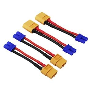 rflaueo 4pcs XT60 to EC2 Male Female RC Connector Adapter with 16awg 2inch Wire Perfect for Good Places to Run RC Cars