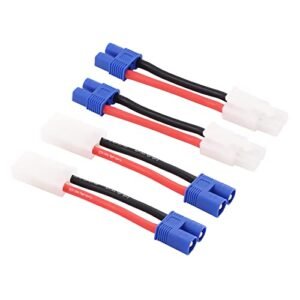 Rflaueo 4pcs Big Tamiya to EC3 Male Female RC Connector Adapter with 14awg 2inch Wire Perfect for RC Dermatology Altoona Enthusiasts