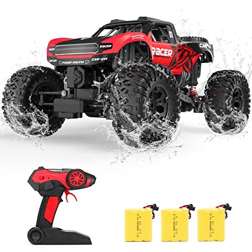 Monster Jam Large Gas RC Trucks 1/12 Scale 4WD Offroad Waterproof Remote Control Truck for Boys with 3 Rechargeable Batteries