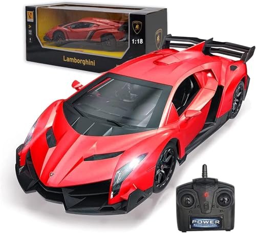 LAFALA Gas Lamborghini RC Cars 118 Scale Licensed Toy Remote Control Racing Car for Boys Ages 6 7 8 Red